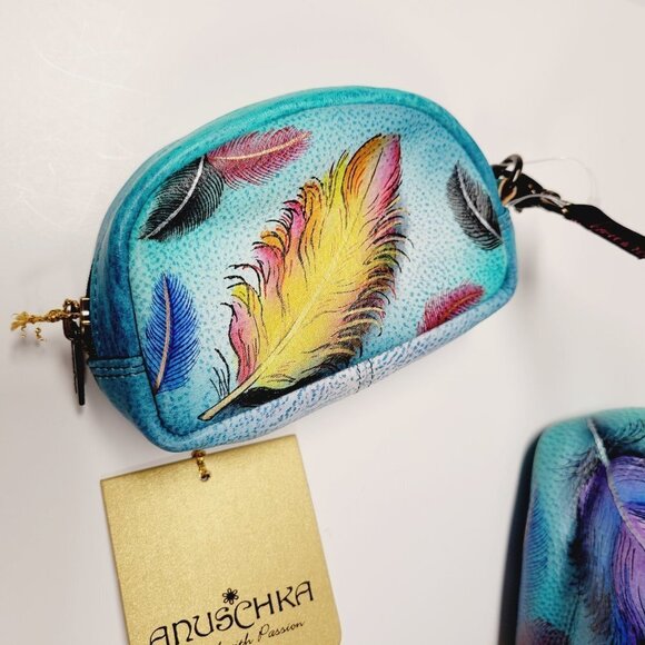 Colorful Large Tote Bag Anuschka Hand-Painted Large Bag and Pouch Purse - NEW ! - Picture 9 of 16